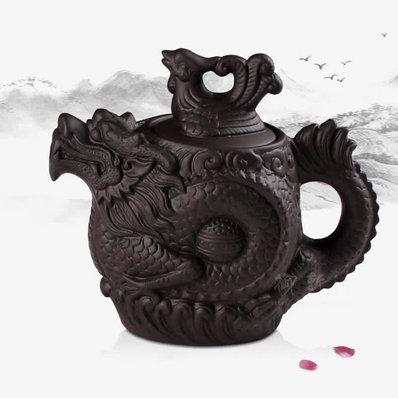 Nimara Ritual Vintage Dragon Phoenix Ceramic Teapot