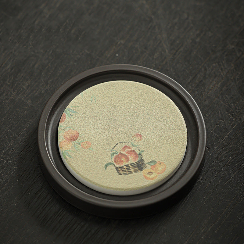 Nimara Ritual Plum Blossom Peach Heart Sutra Loquat Magnolia Persimmon Ceramic Cup Mat Pad Coaster Kung Fu Tea Mat