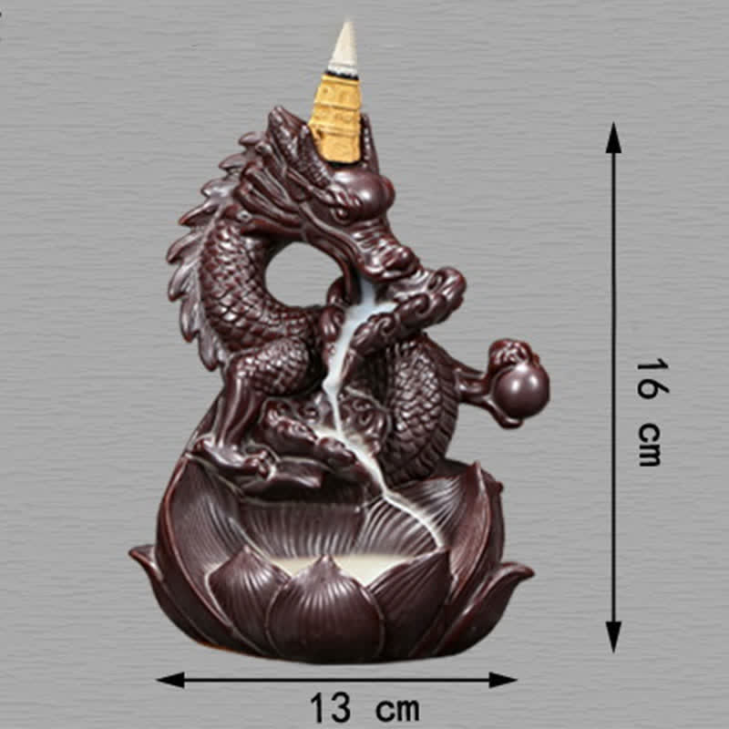 Nimara Ritual Dragon Lotus Pattern Strength Protection Ceramic Incense Burner Decoration