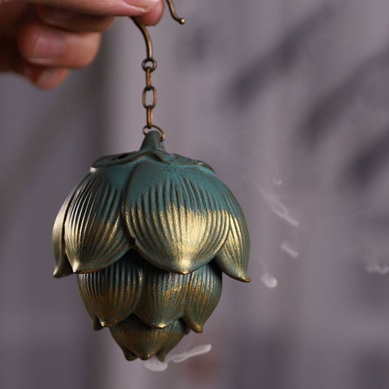 Nimara Ritual Lotus Meditation Hanging Incense Burner Decoration