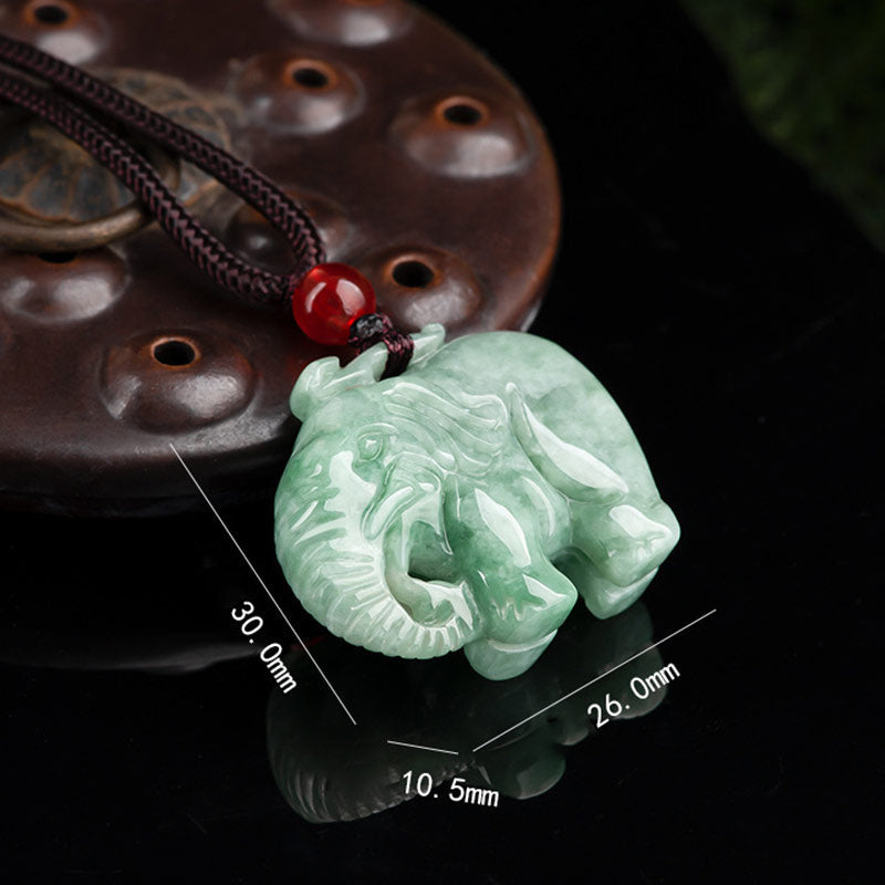 Nimara Ritual Elephant Jade Luck Strength Necklace String Pendant