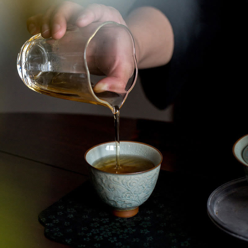 Nimara Ritual Lotus Carved Ceramic Teacup Kung Fu Tea Cup