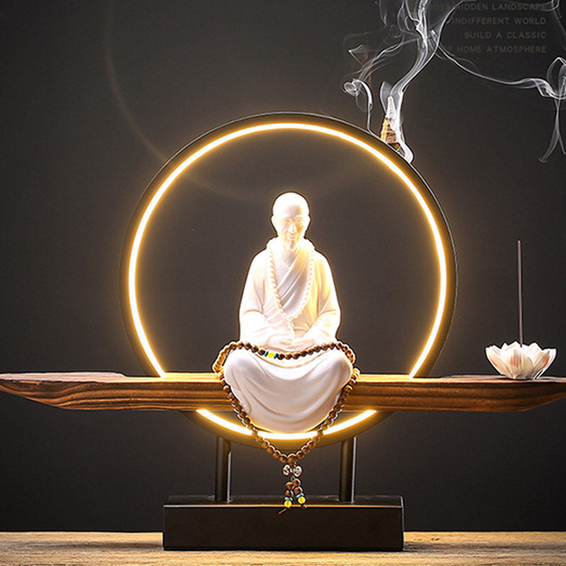 Nimara Ritual Buddha Avalokitesvara Ceramic Lotus Relaxation Incense Burner Decoration