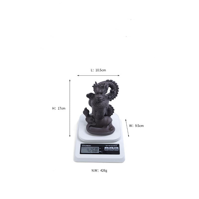 Nimara Ritual Dragon Buddha Auspicious Clouds Purple Clay Healing Incense Burner Decoration