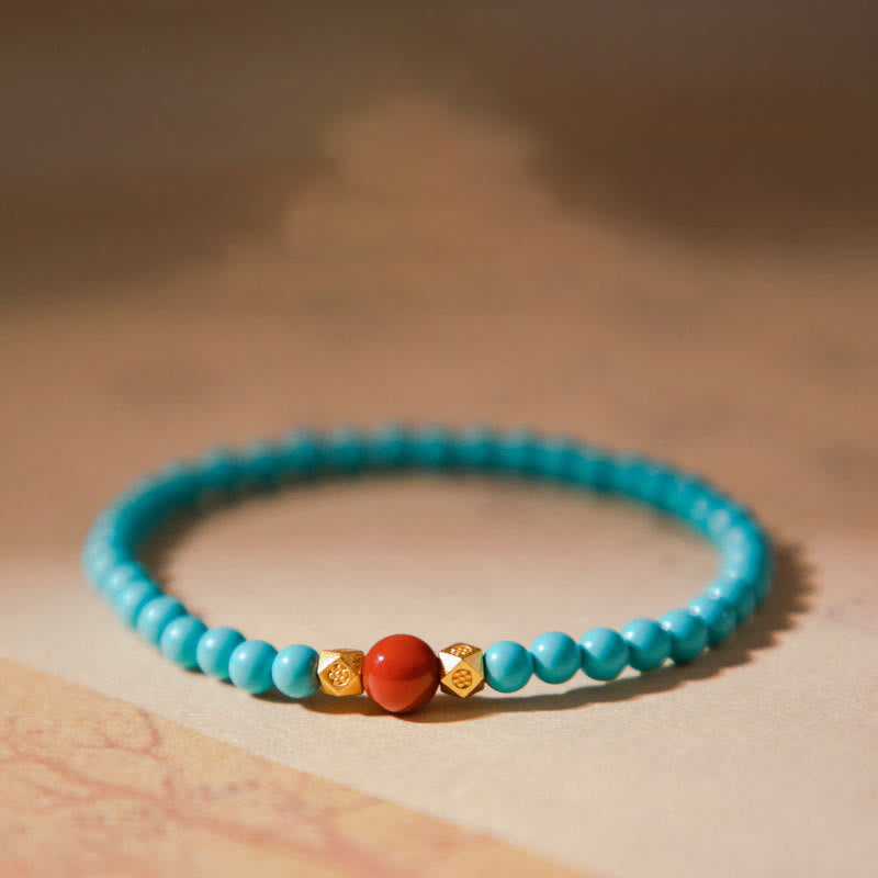 Nimara Ritual Turquoise Red Agate Beaded Protection Bracelet