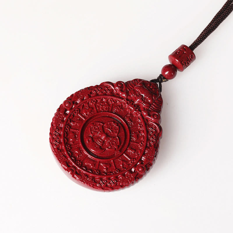 Nimara Ritual Chinese Zodiac Natural Cinnabar Bagua Amulet Keep Away Evil Spirits Necklace Pendant