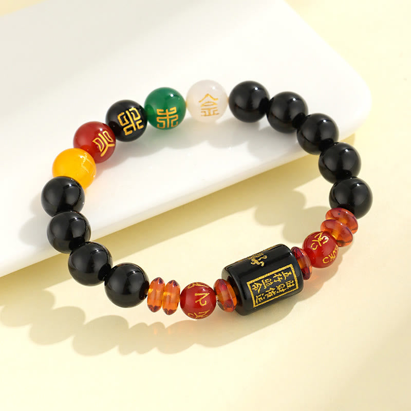 Nimara Ritual Five Elements Black Onyx Red Agate Wisdom Wealth Bracelet