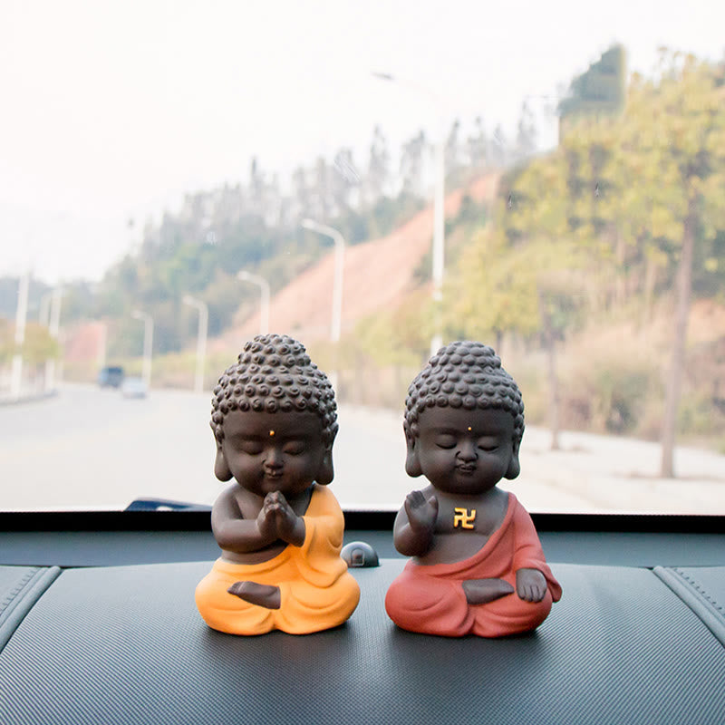 Nimara Ritual Small Buddha Serenity Purple Clay Home Desk Decoration