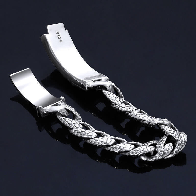 Nimara Ritual Retro Dragon Scale Pattern Engraved Protection Bracelet
