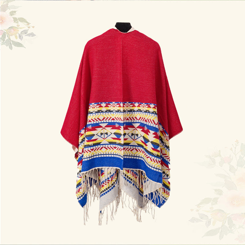 Nimara Ritual Tibetan Shawl Colorful Geometry Winter Cozy Travel Scarf Wrap