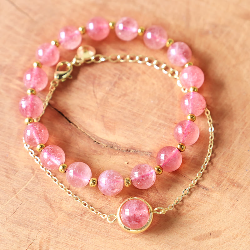 Nimara Ritual Sun Stone Strawberry Quartz Crystal Positive Bracelet