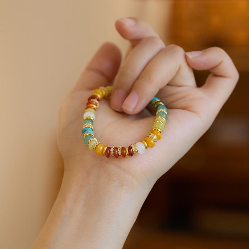 Nimara Ritual Natural Red Agate Jade Rainbow Confidence Bracelet
