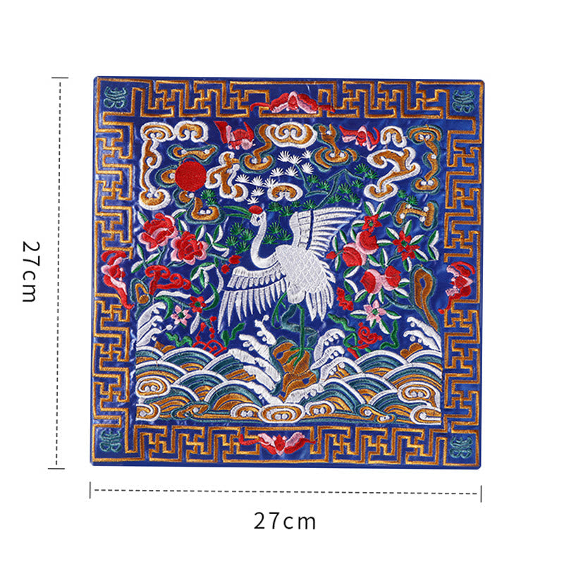 Nimara Ritual Crane Phoenix Dragon Kirin Embroidered Cup Mat Pad Tea Cup Coaster Square Kung Fu Tea Mat