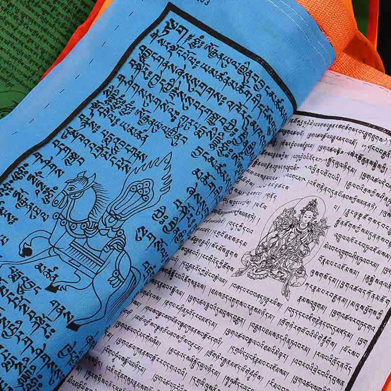 Nimara Ritual Tibetan 5 Colors Windhorse Auspicious Outdoor 25 Pcs Prayer Flag
