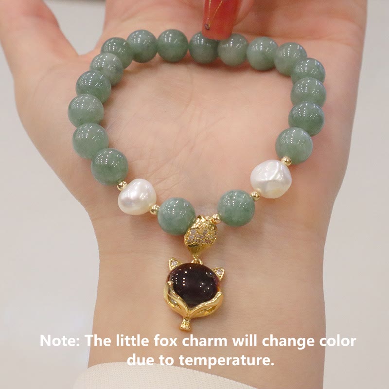 Nimara Ritual Jade Pearl Color-Changing Fox Charm Luck Bracelet