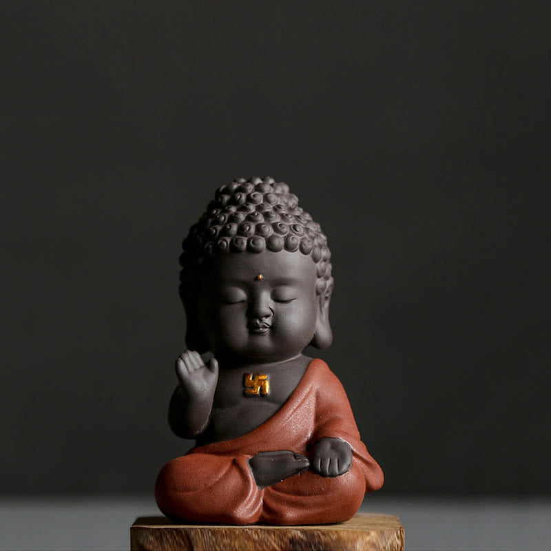 Nimara Ritual Small Buddha Serenity Purple Clay Home Desk Decoration