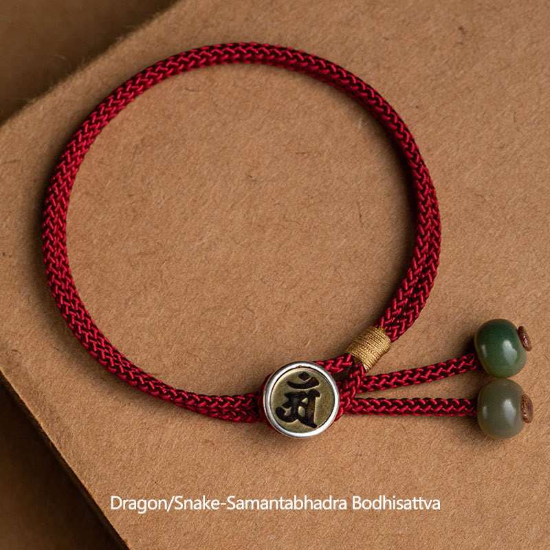 Nimara Ritual 925 Sterling Silver Handmade Chinese Zodiac Natal Buddha Cyan Bodhi Seed Protection Braided Red String Bracelet