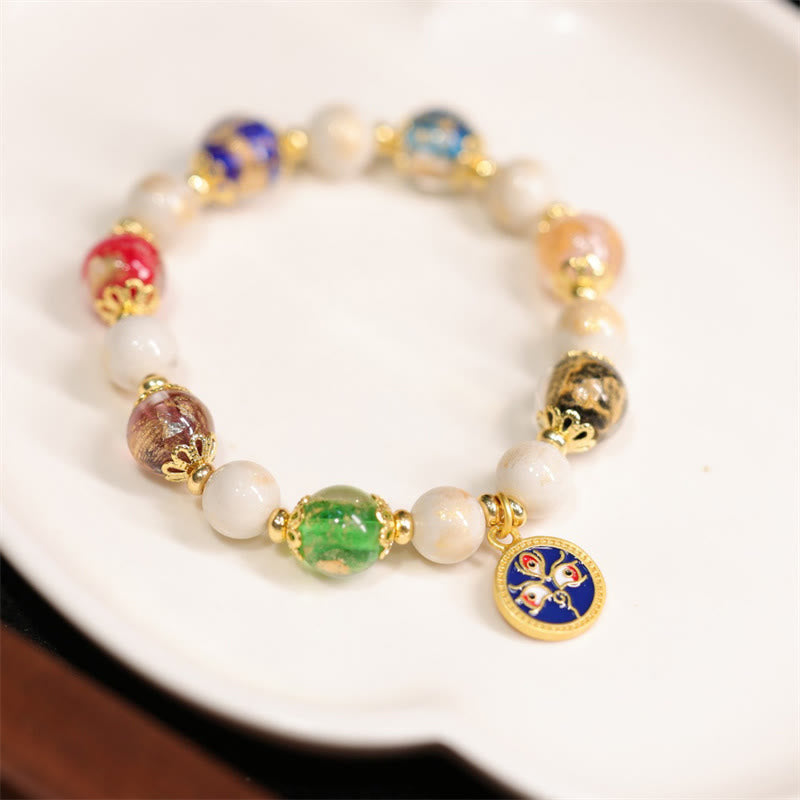 Nimara Ritual Tibetan Five God Of Wealth Fortune Liuli Glass Bead Incense Ash Porcelain Bead Charm Bracelet