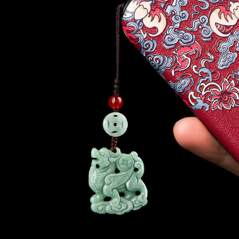Nimara Ritual Natural Jade Kirin Prosperity Phone Hanging Decoration