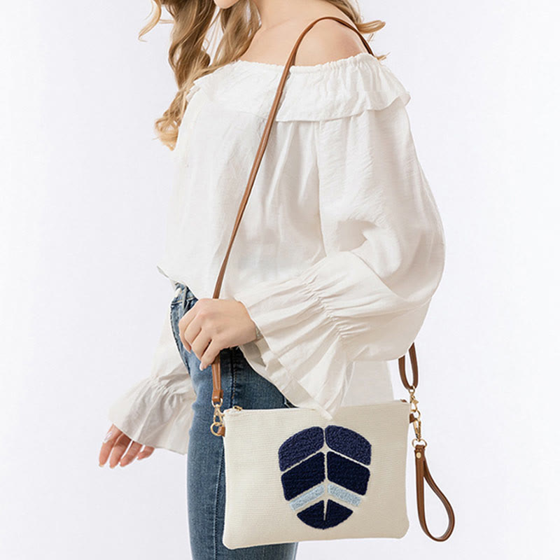 Nimara Ritual Evil Eye Leaf Hamsa Canvas Crossbody Bag Shoulder Bag Handbag