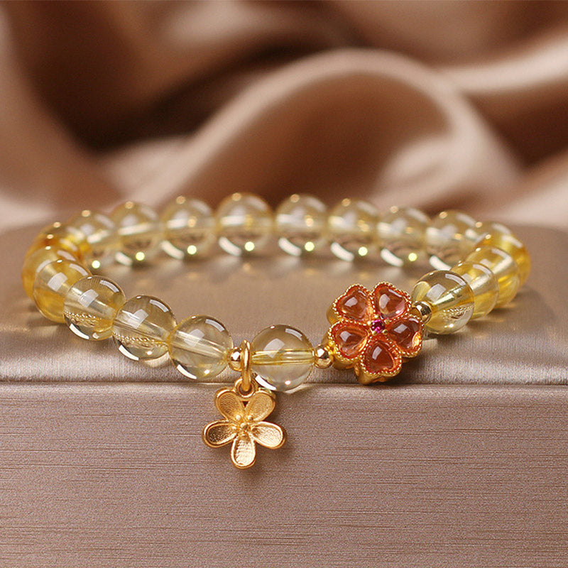 Nimara Ritual Natural Citrine Flower Charm Prosperity Protection Bracelet