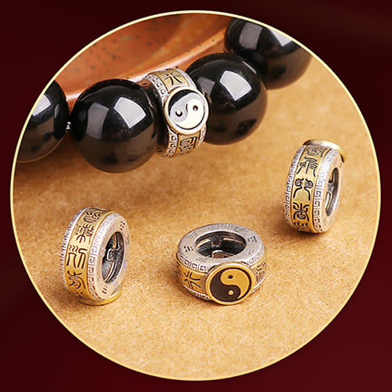 Nimara Ritual 925 Sterling Silver Black Obsidian Gold Sheen Obsidian Silver Sheen Obsidian Yin Yang Protection Bracelet
