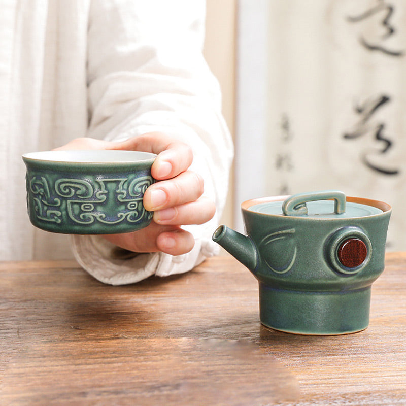 Nimara Ritual Sanxingdui Ceramic Teacup Kung Fu Tea Cup With Bag