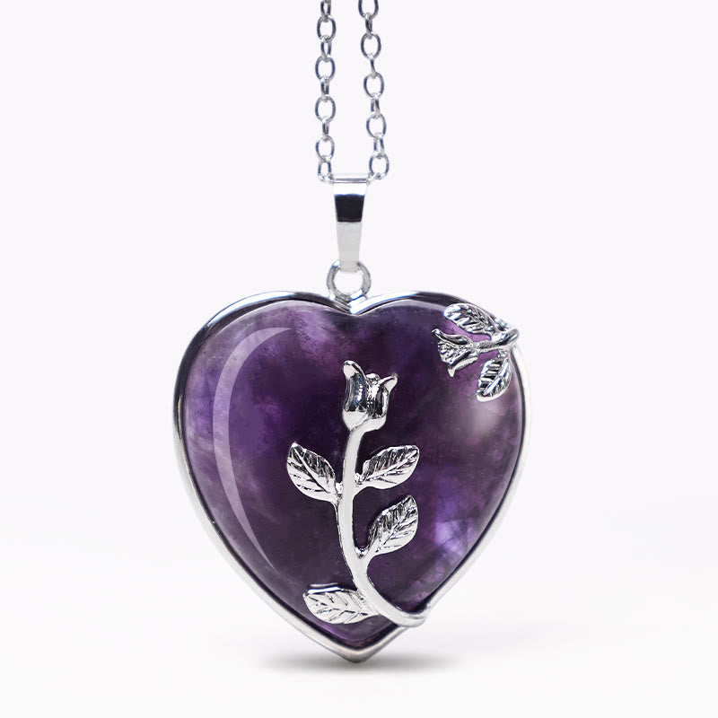 Nimara Ritual Natural Healing Crystals Heart Pendant Necklaces