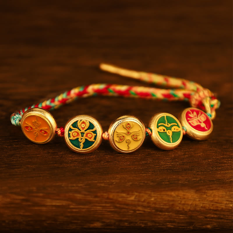 Nimara Ritual Tibetan Five God Of Wealth Colorful Rope Braided Luck Bracelet