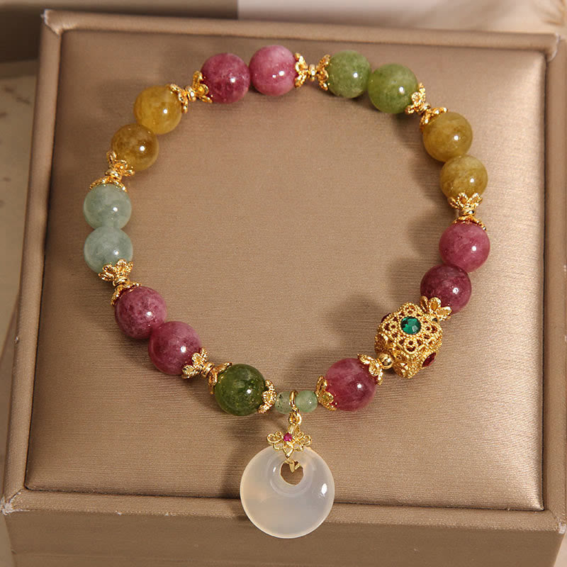 Nimara Ritual Colorful Tourmaline Peace Buckle Charm Wisdom Bracelet