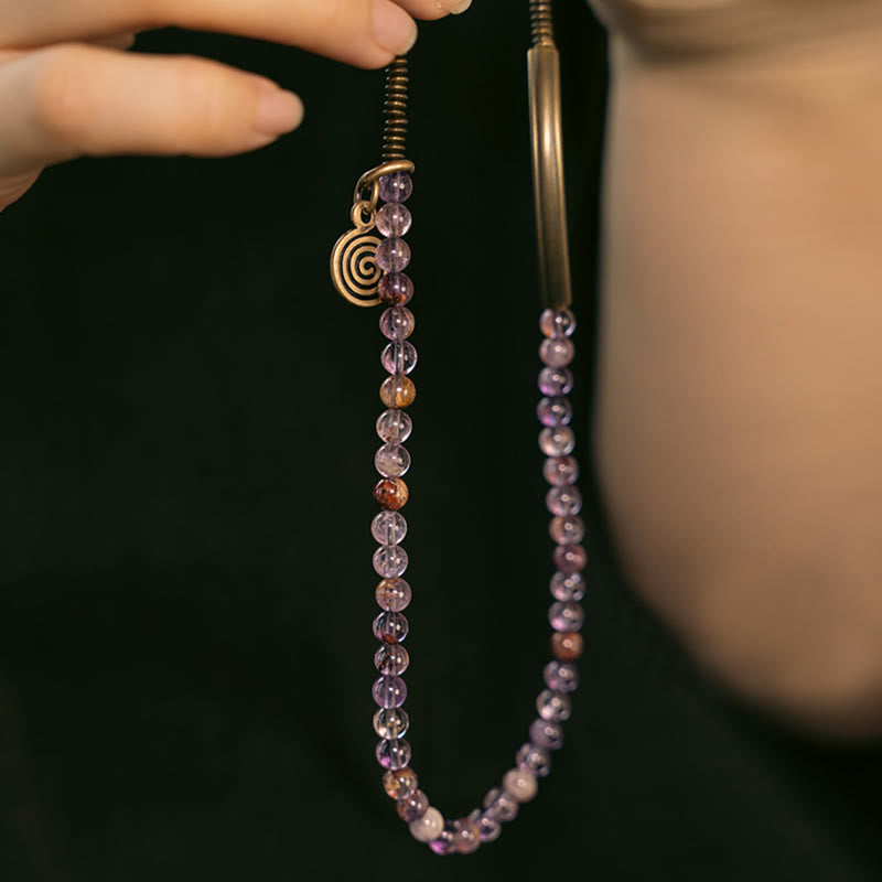 Nimara Ritual Purple Phantom Red Hematoid Quartz Green Rutilated Quartz Copper Love Forgive Bracelet