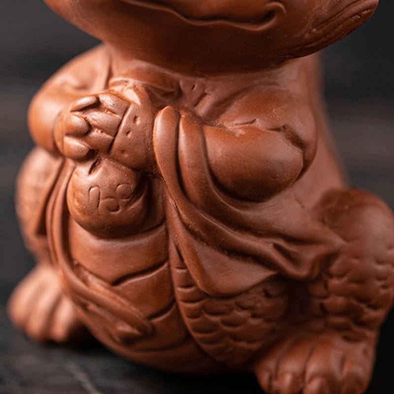 Nimara Ritual Luck Dragon Wealth Tea Pet Purple Clay Figurine Decoration