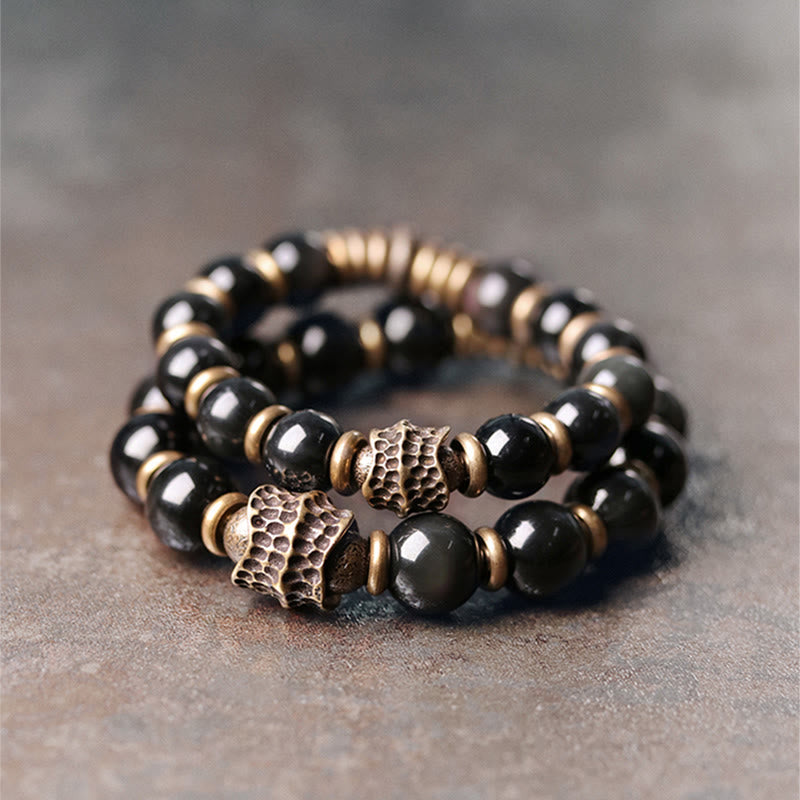 Nimara Ritual Rainbow Obsidian Copper Love Healing Bracelet