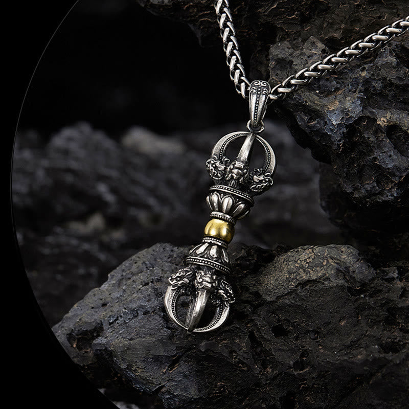 Nimara Ritual Tibetan Dorje Vajra Design Wealth Necklace Pendant
