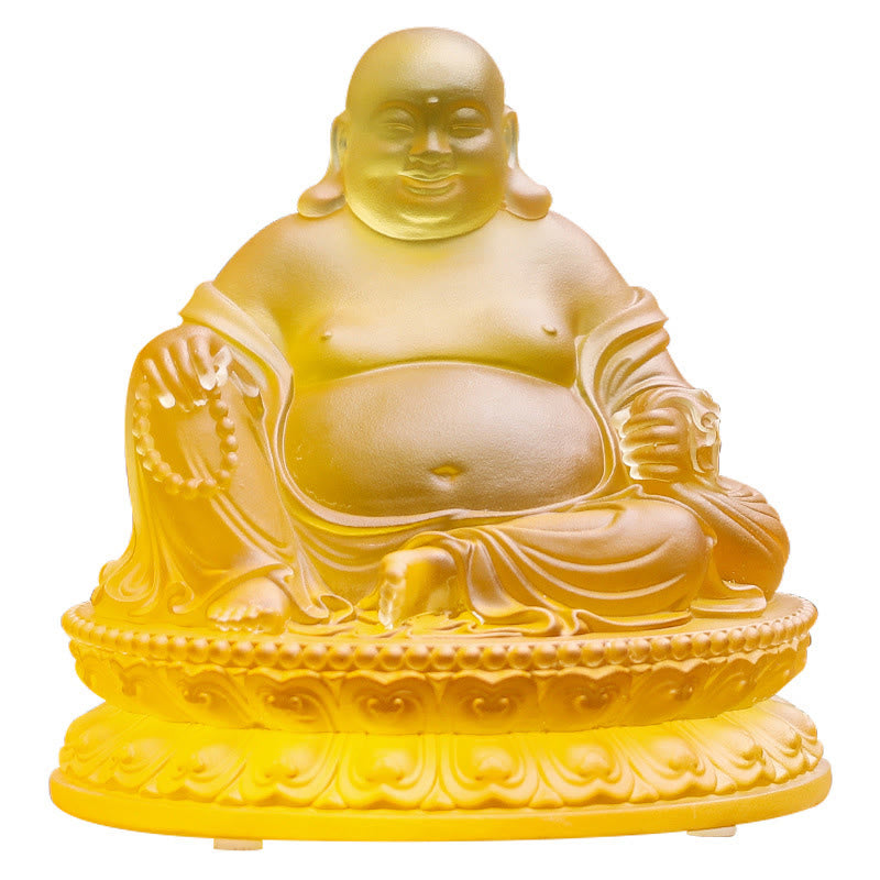 Nimara Ritual Handmade Laughing Buddha Figurine Liuli Crystal Art Piece Wealth Statue Home Decoration