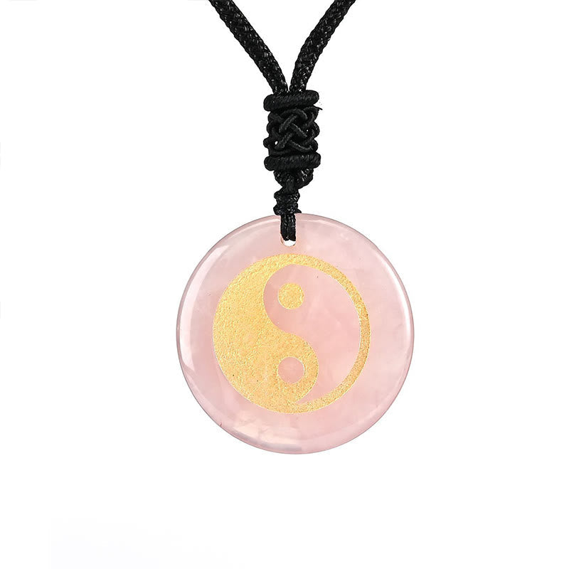 Nimara Ritual Various Crystal Amethyst Tiger Eye Green Aventurine Yin Yang Spiritual Necklace Pendant