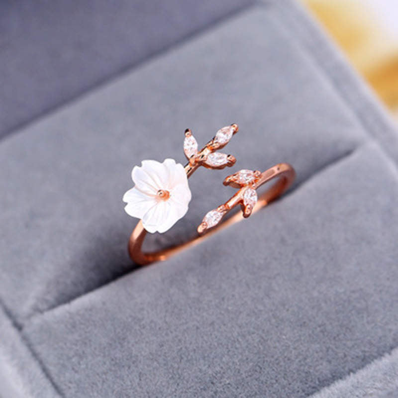 Nimara Ritual Plum Blossom Leaf Pattern Copper Luck Ring