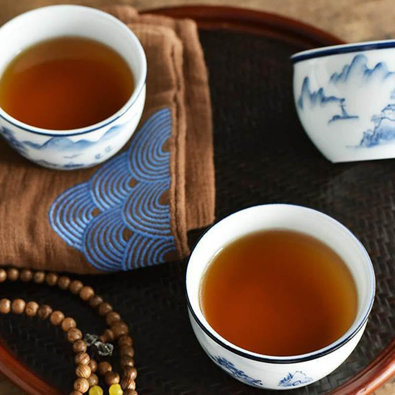 Nimara Ritual Koi Fish Lotus Flower Leaf Mountains Tree Ceramic Teacup Kung Fu Tea Cup 130ml