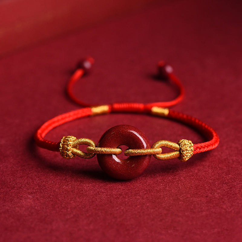 Nimara Ritual Handmade Cinnabar Peace Buckle Blessing Braided Rope Bracelet