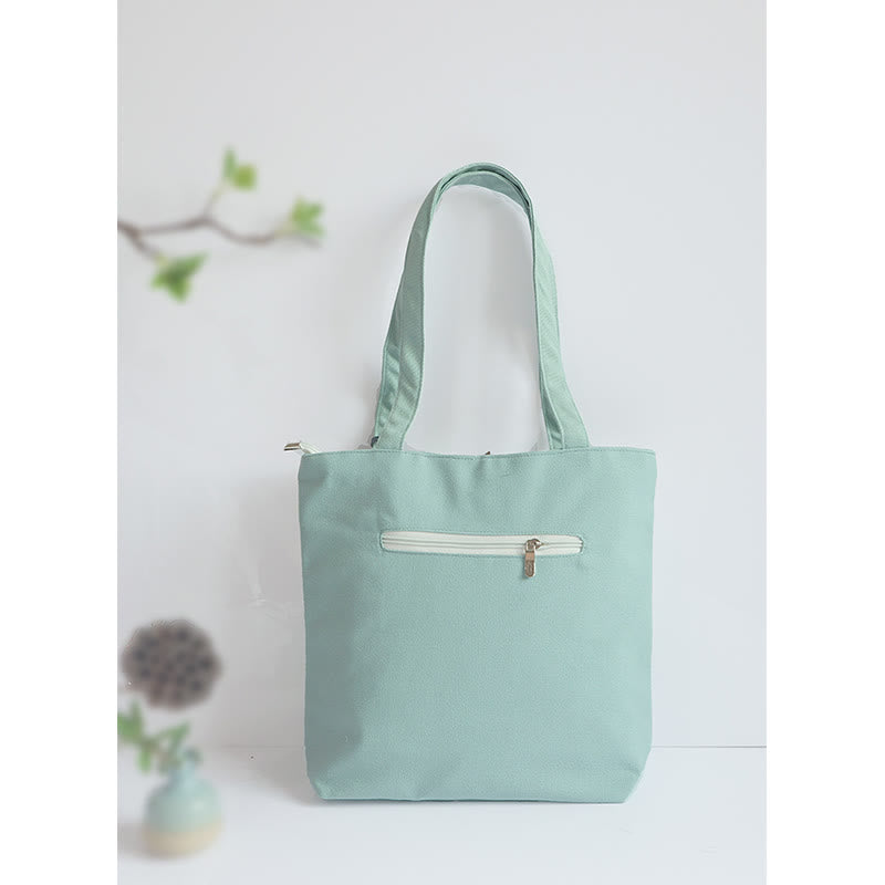 Nimara Ritual Pear Flower Plum Peach Blossom Bamboo Embroidery Canvas Large Capacity Shoulder Bag Tote Bag