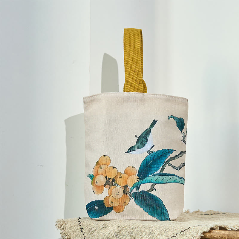 Nimara Ritual Loquat Bird Canvas Handbag