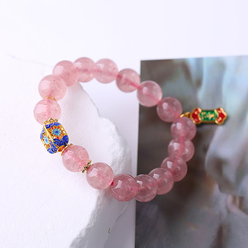 Nimara Ritual Strawberry Quartz Positive Ruyi Charm Bracelet