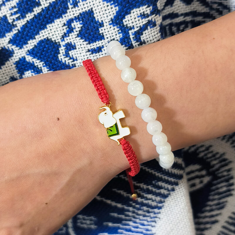 Nimara Ritual Tibetan Handmade 925 Sterling Silver Lucky Elephant Red String Bracelet