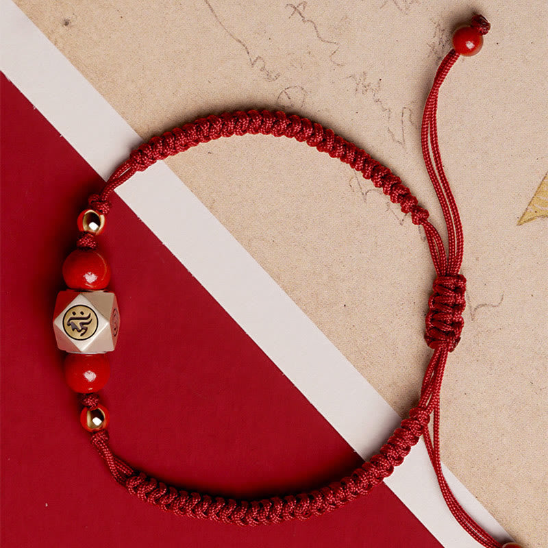 Nimara Ritual Handmade 925 Sterling Silver Chinese Zodiac Natal Buddha Cinnabar Calm Braided Bracelet