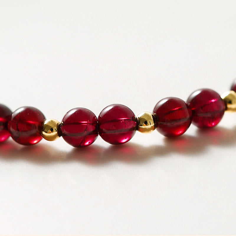 Nimara Ritual 14K Gold Plated Natural Garnet Cinnabar Flower Calm Bracelet