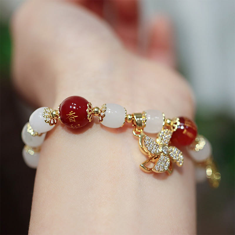Nimara Ritual Windmill Chinese Lock Charm Fu Character Blessing Bracelet