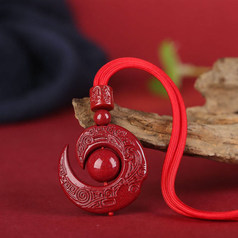 Nimara Ritual One's Luck Improves Design Patern Natural Cinnabar Concentration Necklace Pendant