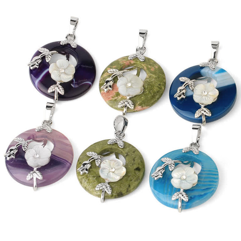 Nimara Ritual Various Crystal Amethyst Green Aventurine Flower Healing Necklace Pendant