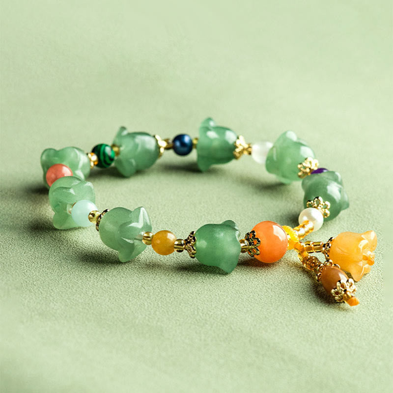 Nimara Ritual Green Aventurine Magnolia Flower Luck Bracelet