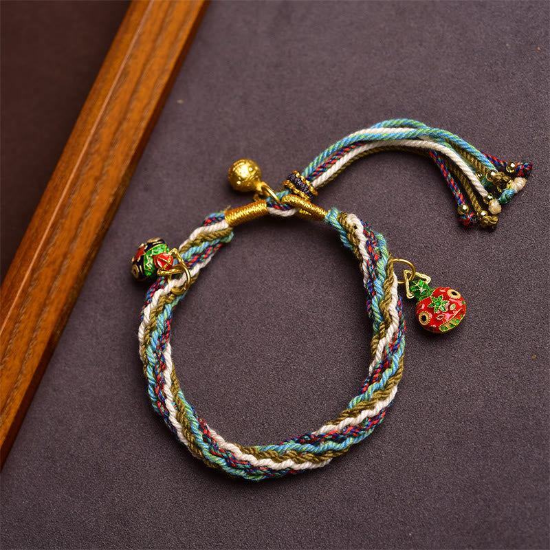 Nimara Ritual Handmade Gold Swallowing Beast Family Healing Reincarnation Knot Braid Bracelet